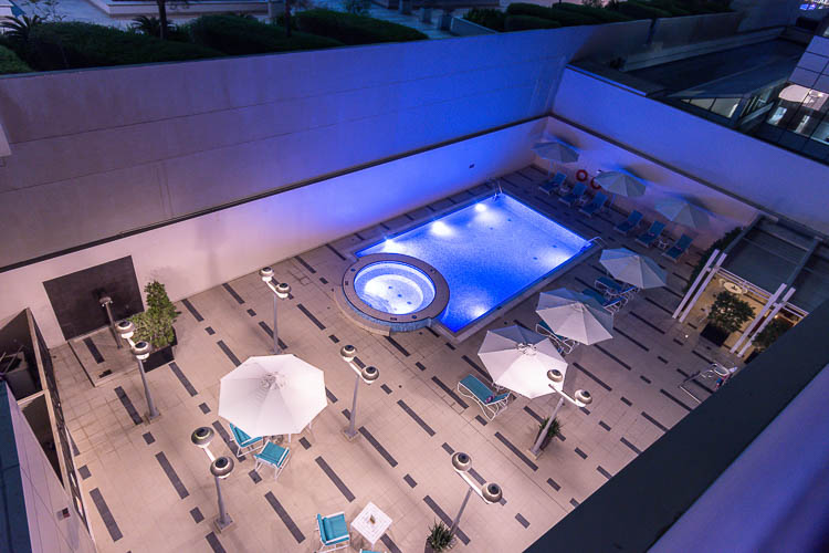 Pool and terrace at budget hotel in Abu Dhabi Capital Centre