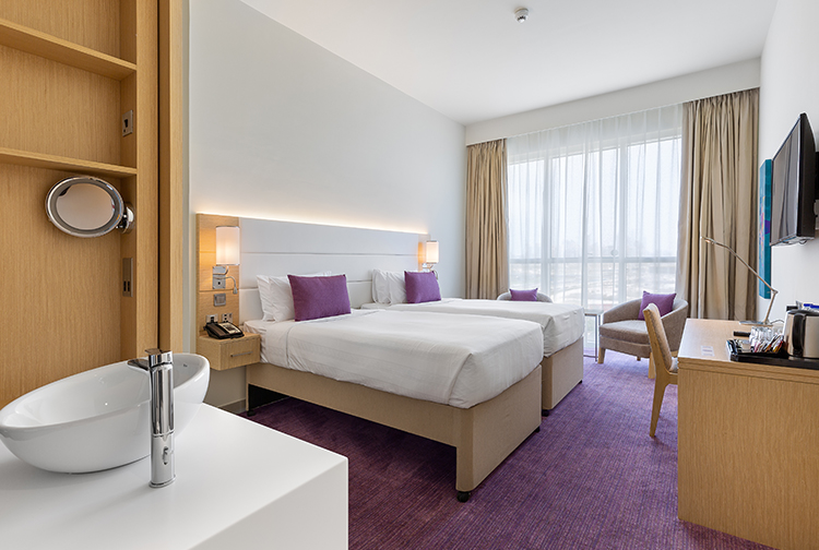 Twin bedroom for 2 people in a 3 star hotel near Ibn Battuta Mall Dubai