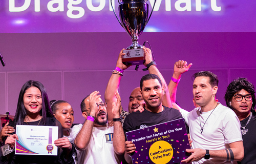 Premier Inn Dubai Dragon Mart lift the trophy